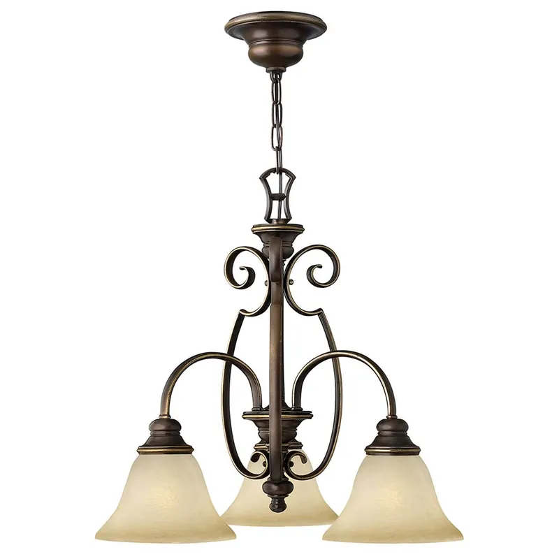 Nieuw Kroonluchter, hanglamp, staal albast glas, brons, D 57,1 cm