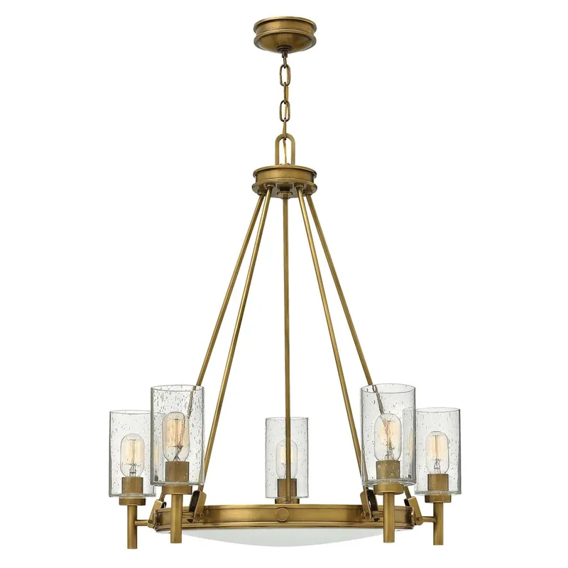 Kroonluchter, hanglamp, staal glas, messing, D 68,5 cm Exclusieve Aanbieding