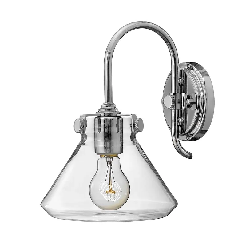 Betaalbaar Wandlamp, glas staal chroom, H 28,6 cm