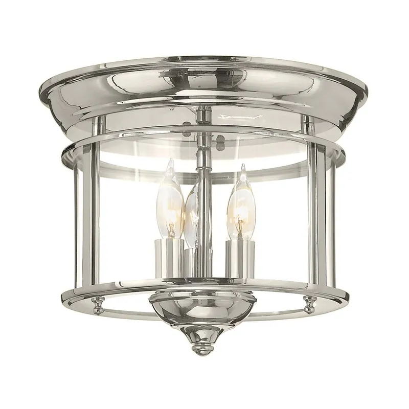Plafondlamp, staal glas, nikkel, D 29 cm Tijdelijk Beschikbaar