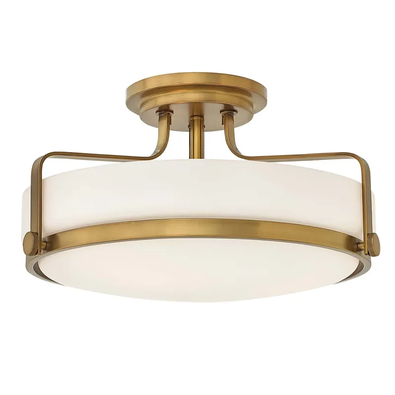 Plafondlamp, glas, staal, messing, D 45,6 cm Koop Vandaag