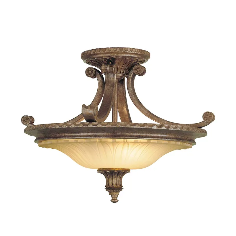 Plafondlamp, staal glas, brons, D 47,6 cm Snelle Levering