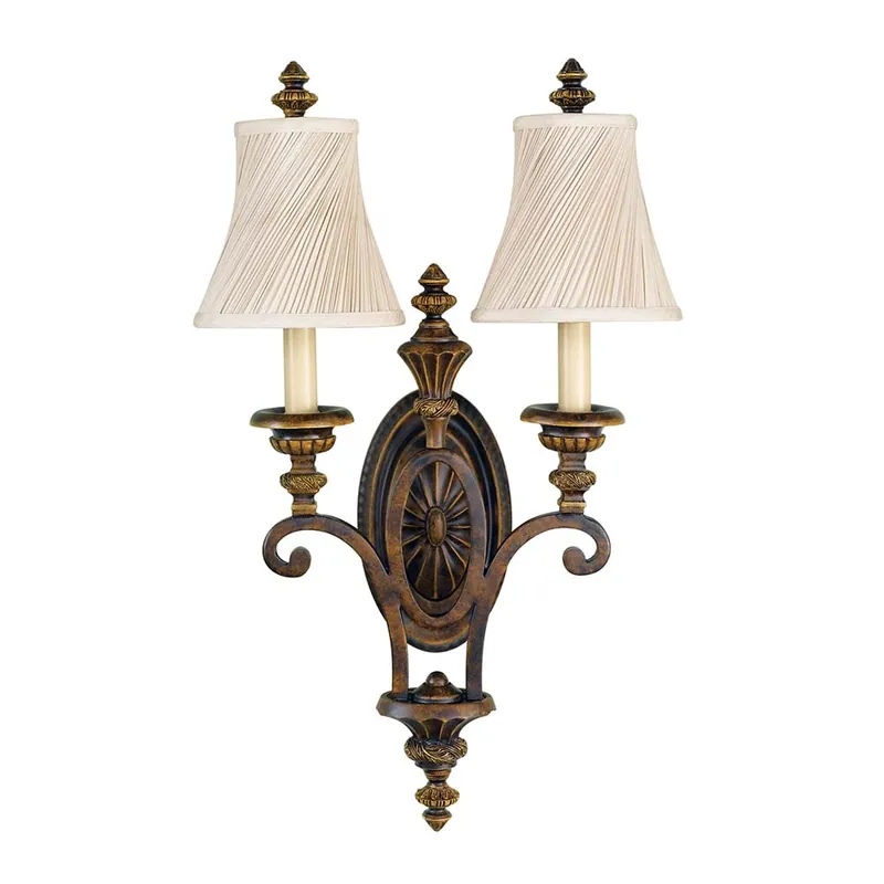 Wandlamp, staal, geperst glas, bruin, H 61 cm Gratis Verzending