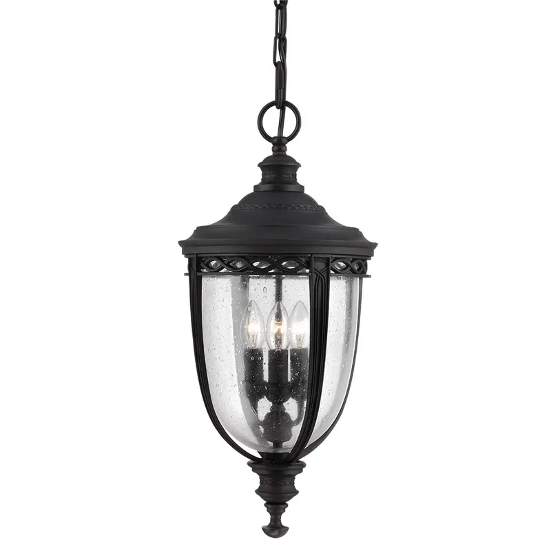 Buitenlamp, kettinglantaarn, stalen glas, D 26,7cm, zwart Bestel Nu