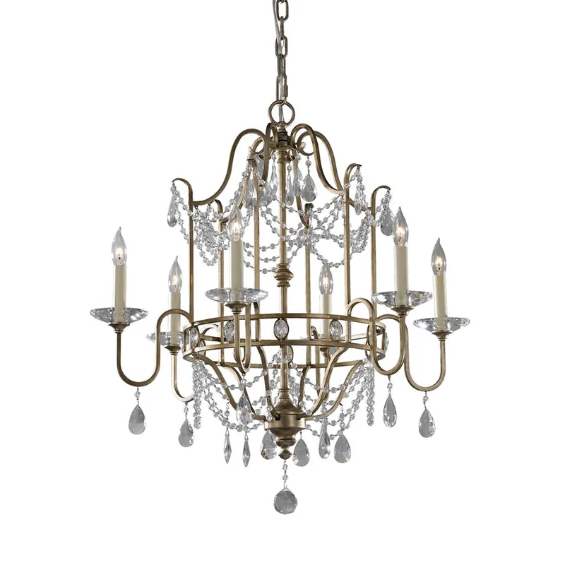Kroonluchter, hanglamp, glazen kristallen, goud-zilver, D 66,7 cm Hete Deal