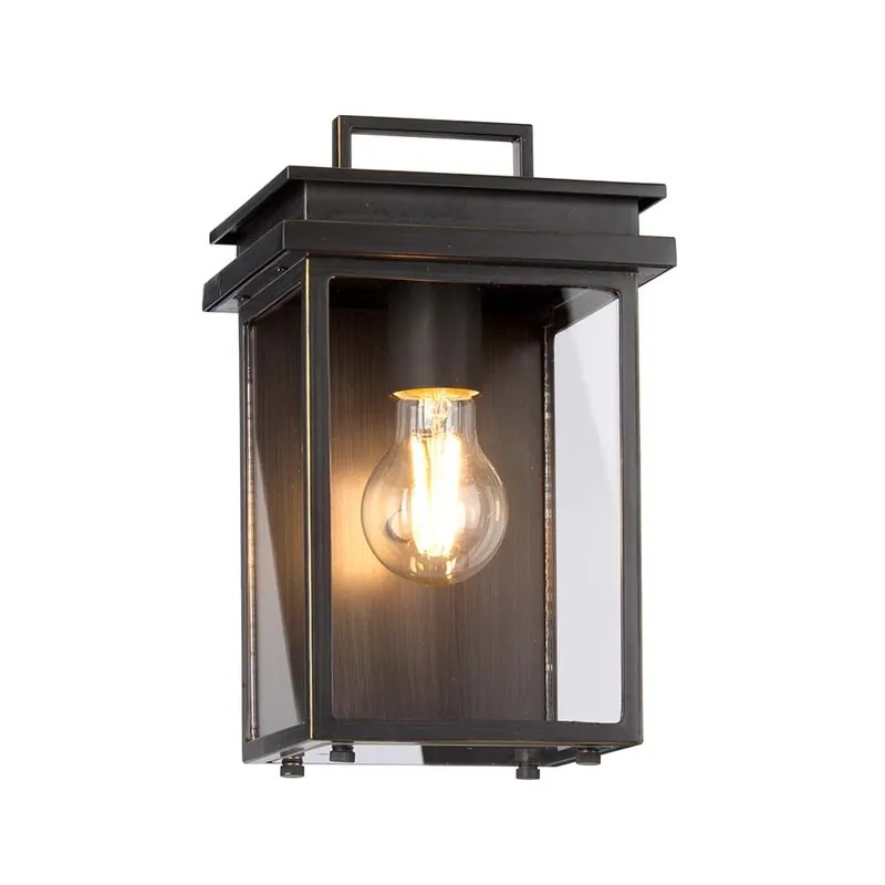 Buitenlamp, wandlamp, lantaarn, ALU glas, brons, H 26,1 cm Beperkt Aanbod