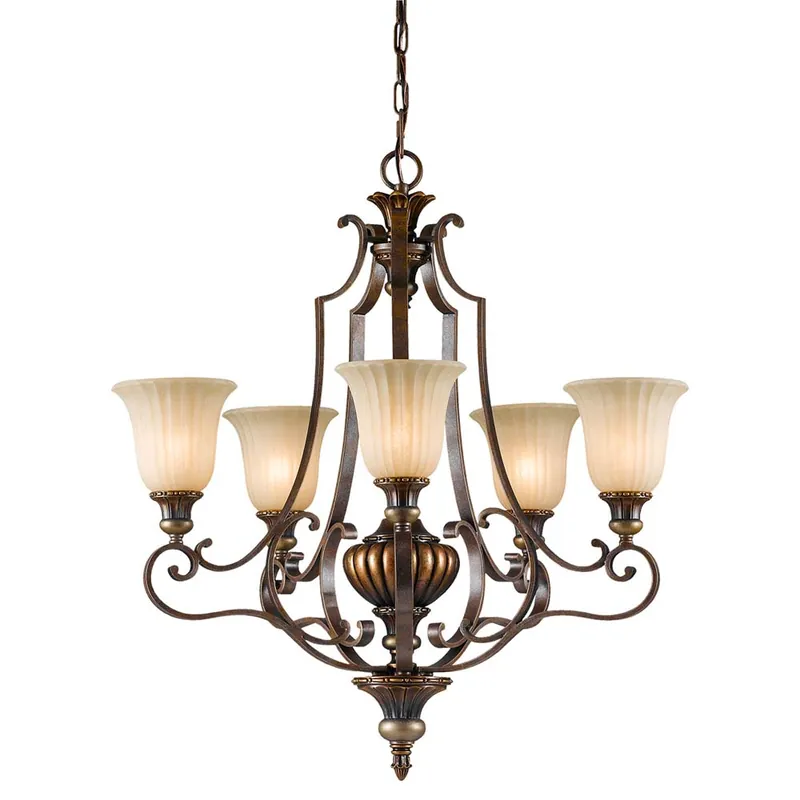 Kroonluchter, hanglamp, staal glas, goud brons, D 68,6 cm Direct Verzonden