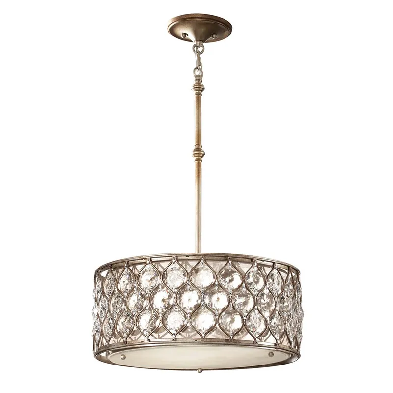 Hanglamp, plafondlamp, kristallen, staal, zilver, D 46 cm Veilige Betaling
