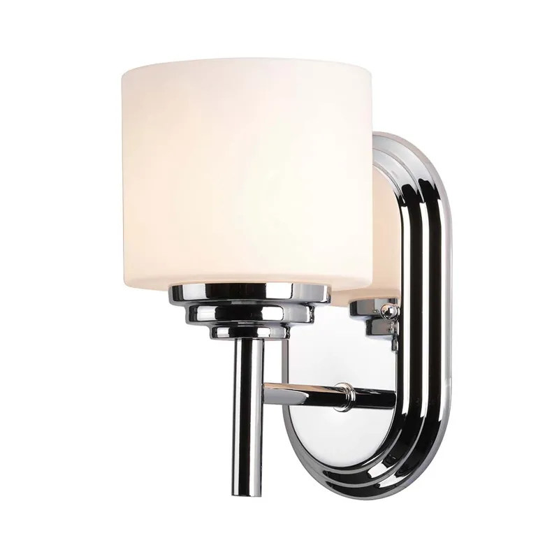 Wandlamp, staal glas, chroom, H 21,6 cm Gecertificeerd