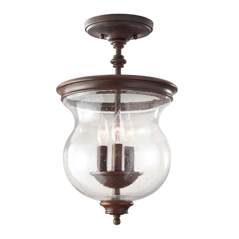 Plafondlamp, staal glas, brons, D 25,4 cm Laatste Kans