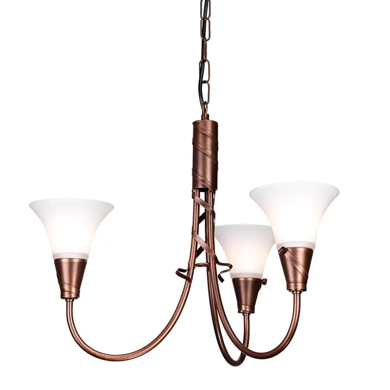 Gereduceerde Prijs Kroonluchter, hanglamp, staal glas, koper, D 52 cm