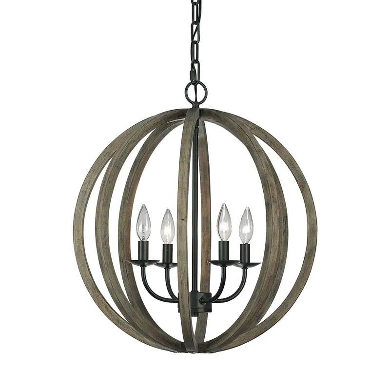 Beste Prijs Hanglamp, plafondlamp, eikenhout smeedijzer, D 52,1 cm