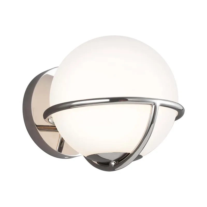LED wandlamp, zilver staal, witte glazen bol, 17,1 cm Koop Online