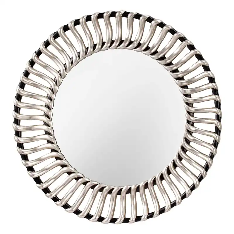 Flitsaanbieding Wandspiegel, zwart zilver, D 106,7 cm