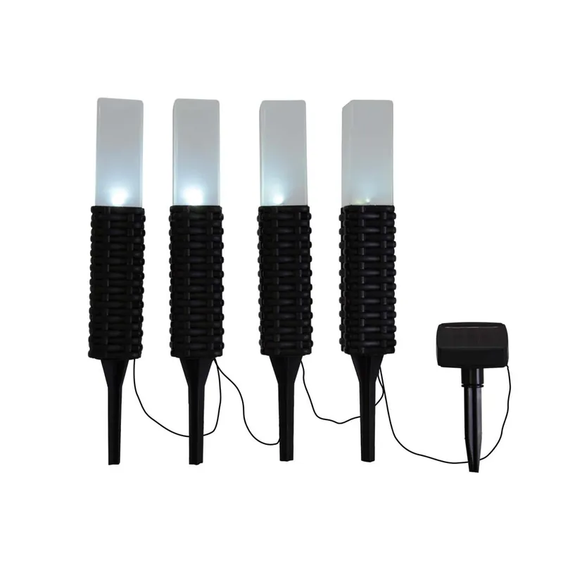 Koop Vandaag Set van 4 LED solarlampen, zwart, grondspies, H 26 cm