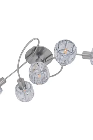 Beperkte Voorraad Plafondlamp, 5-vlam, helder glas, zilver, L 61 cm