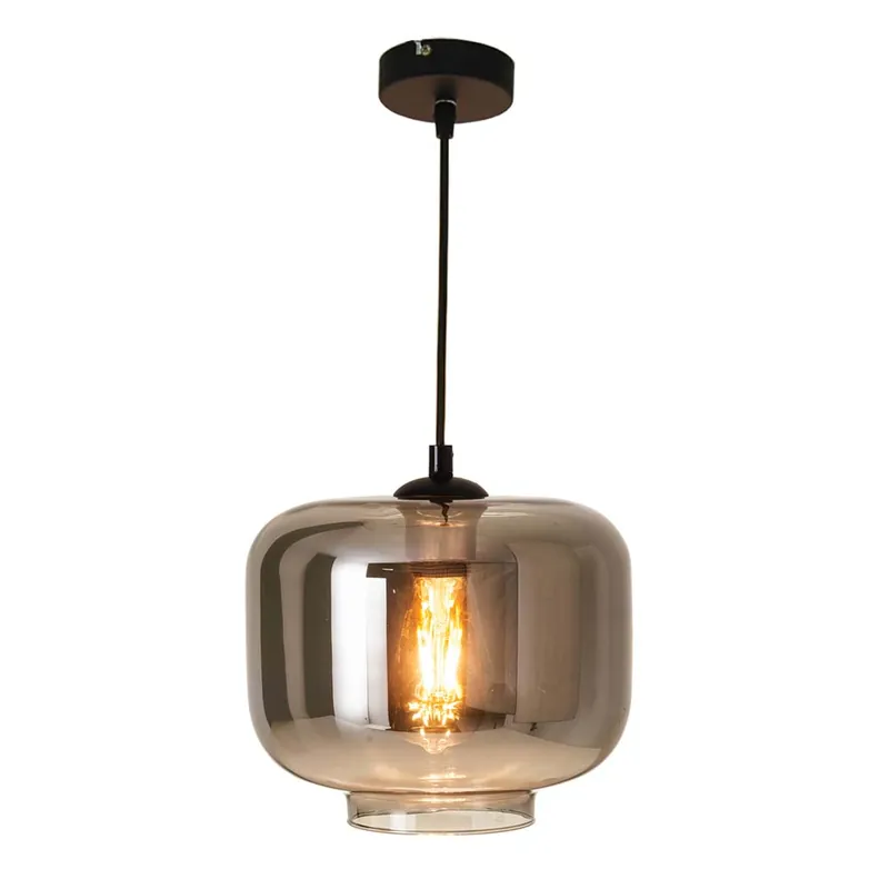 Hanglamp, glas, antraciet, D 25 cm Lage Kosten