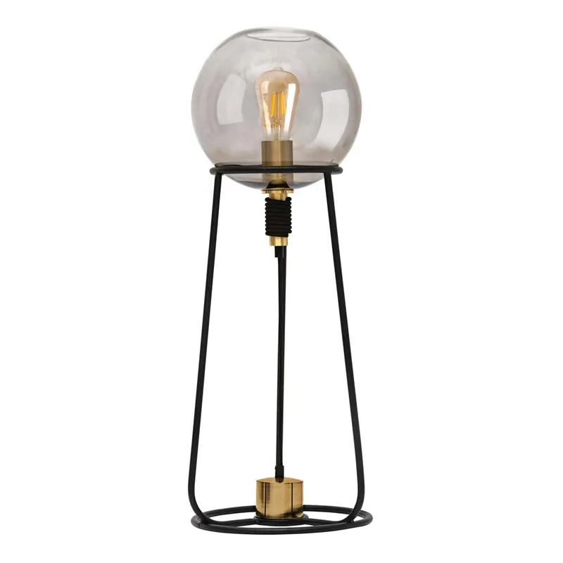 Tafellamp, glazen bol, zwart, goud, H 71 cm Beperkte Voorraad