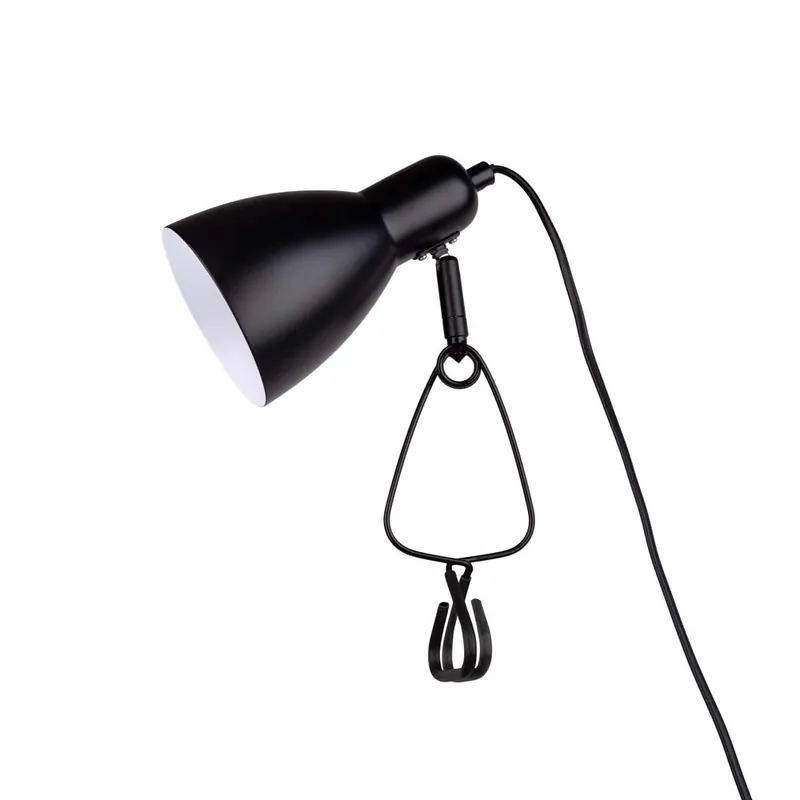 Tafellamp, klemspot, zwart metaal, H 28 cm Op = Op