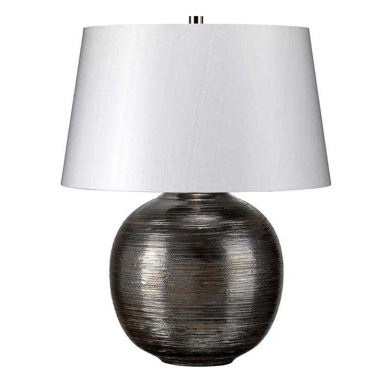 Tafellamp, porselein, zilver, H 43 cm Aanbieding