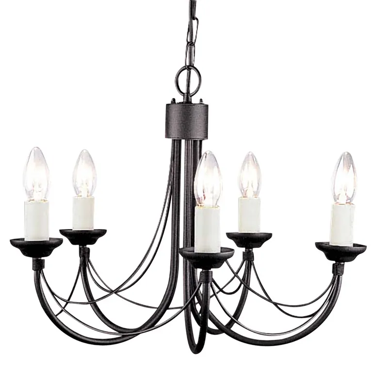 Kroonluchter, hanglamp, staal, zwart, D 47 cm Gratis Verzending