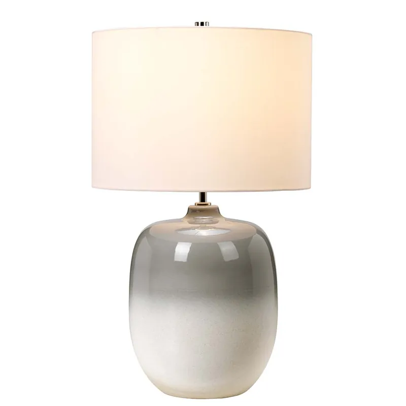 Tafellamp, keramiek, lichtgrijs, zijde, ivoor, H 61,5 cm Lage Kosten