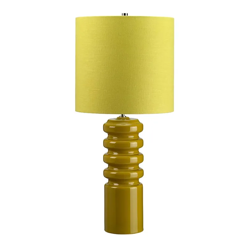 Tijdelijk Beschikbaar Tafellamp, porselein, linnen, groen, H 85 cm