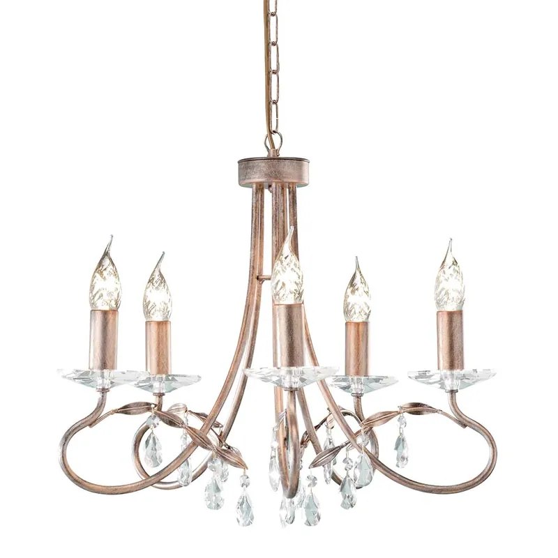 Seizoensaanbieding Kroonluchter, hanglamp, stalen kristallen, zilvergoud, D 47 cm