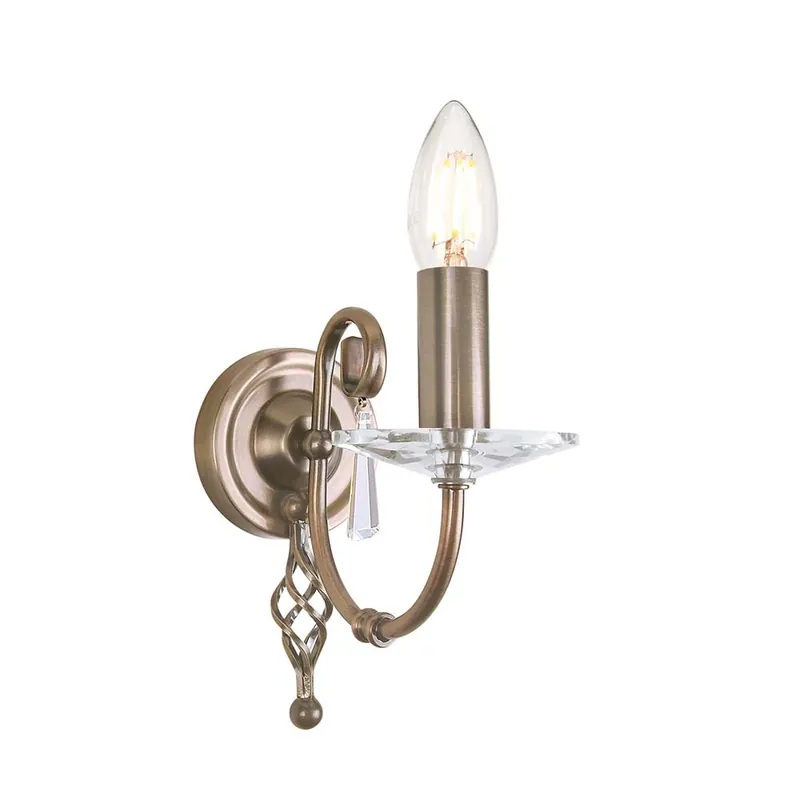 Wandlamp, staal, verouderd messing, H 22 cm Favoriet