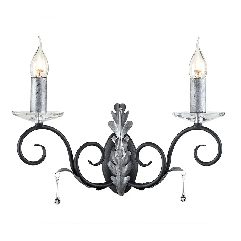 Wandlamp, staal, zwart zilver, H 29 cm Seizoensaanbieding