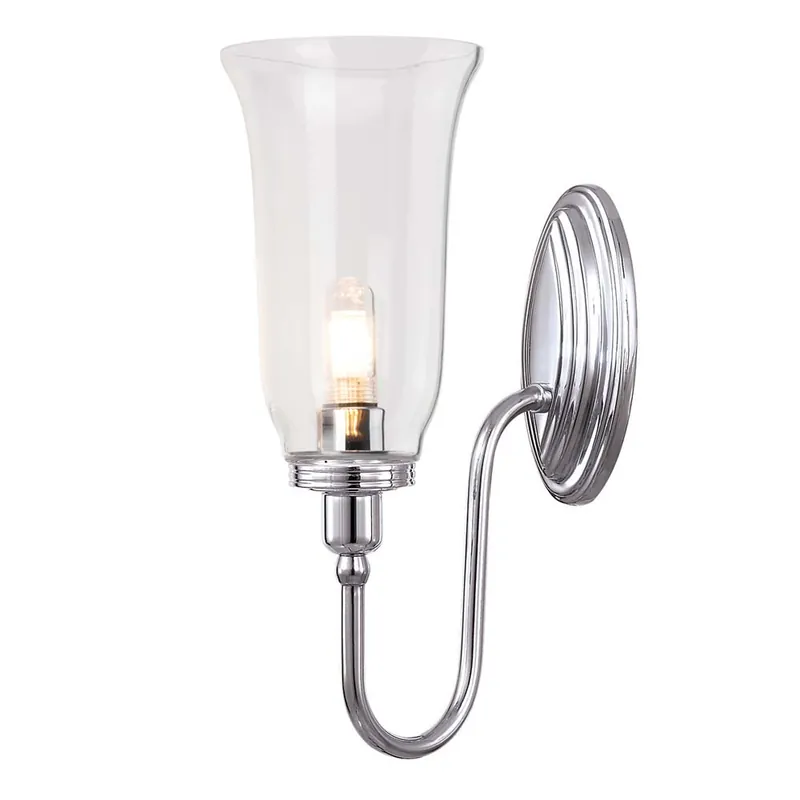 LED wandlamp, gepolijst chroom, helder glas, H 34 cm Meest Verkocht