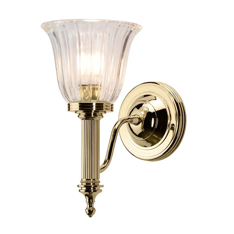 Lage Prijs LED wandlamp, gepolijst messing, geslepen glas, H 26,1 cm
