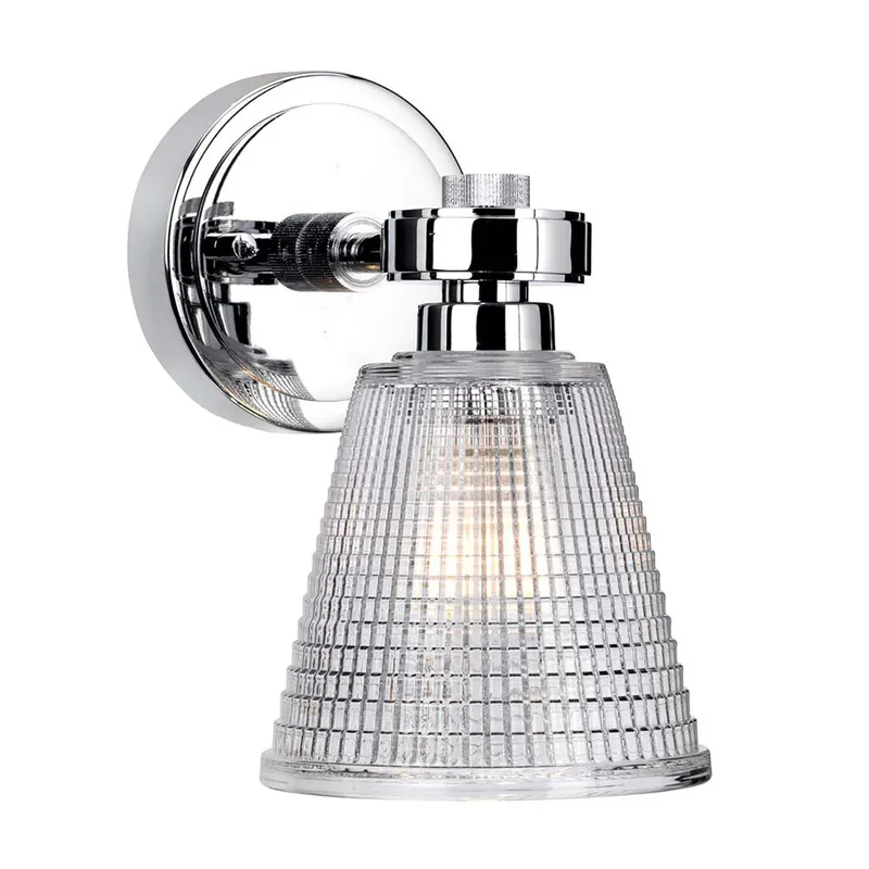 Hoge Kwaliteit LED wandlamp, gepolijst chroom, glas, H 20 cm