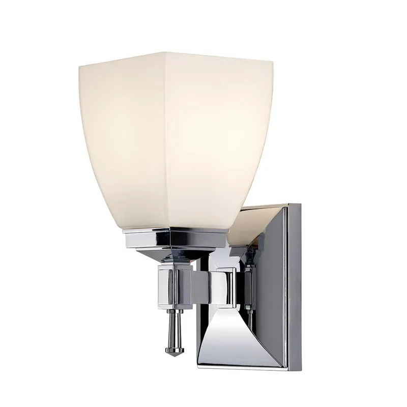 Bestseller LED wandlamp, gepolijst chroom, opaal glas, H 23 cm