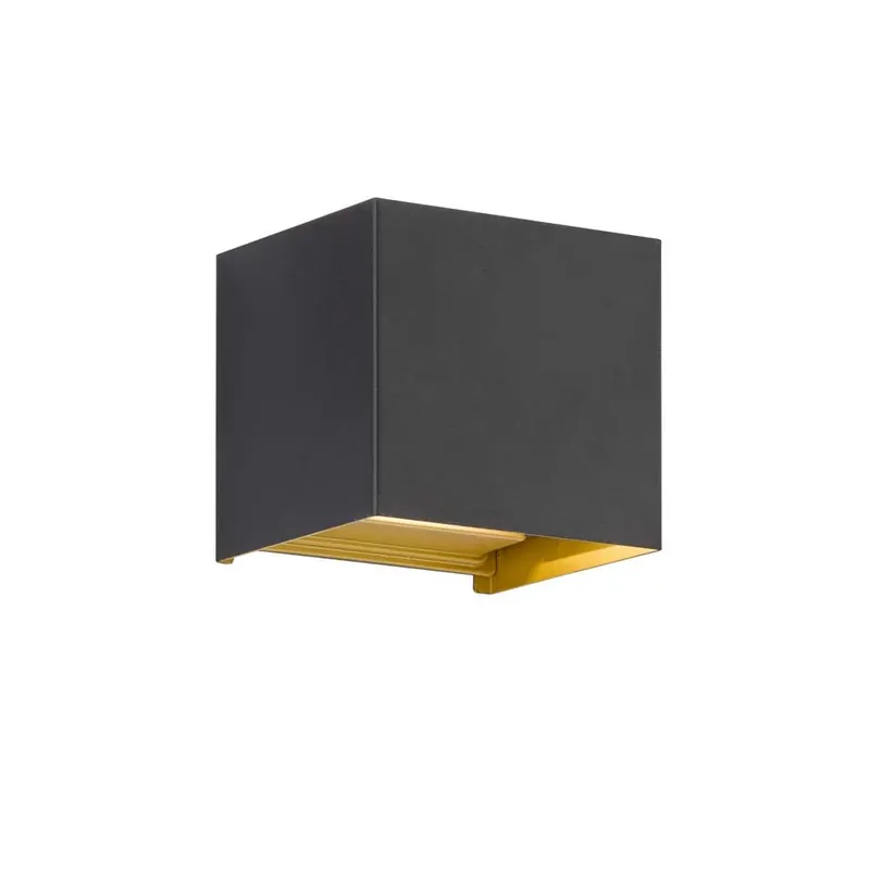 Betrouwbaar LED wandlamp, zwart goud, Up Down, B 10 cm