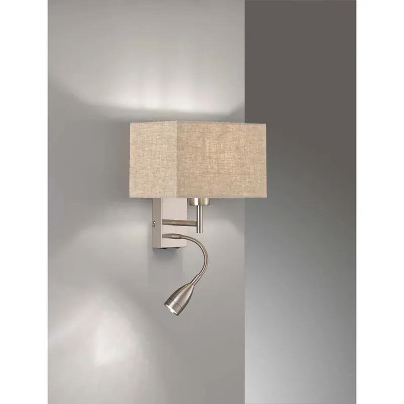 Wandlamp, LED leeslamp flexibel, textiel metaal, H 38 cm Bestel Nu