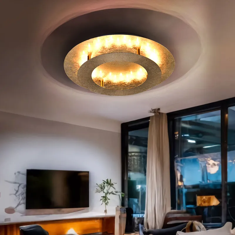 Uitverkoop LED plafondlamp, metaal, bladgoud design, draaibaar, L 34cm