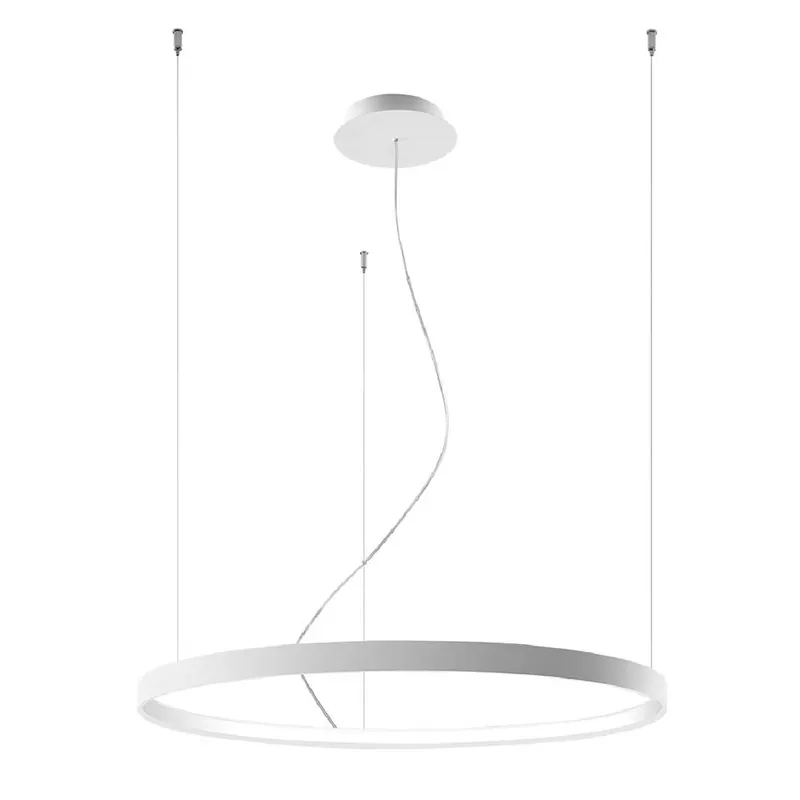 LED hanglamp, wit staal, ring design, H 150 cm Laatste Versie