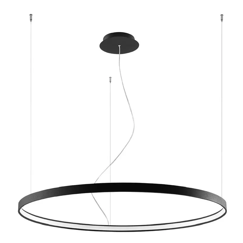 Laatste Kans LED hanglamp, zwart staal, ringvormig ontwerp, H 150 cm