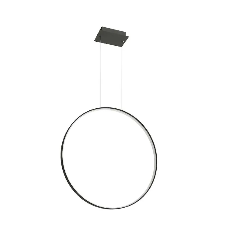 LED hanglamp, zwart staal, ringvormig ontwerp, H 150 cm Exclusieve Aanbieding
