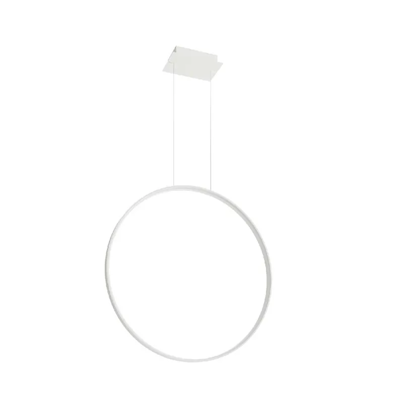 Direct Beschikbaar LED hanglamp, wit staal, ringvormig ontwerp, H 150 cm