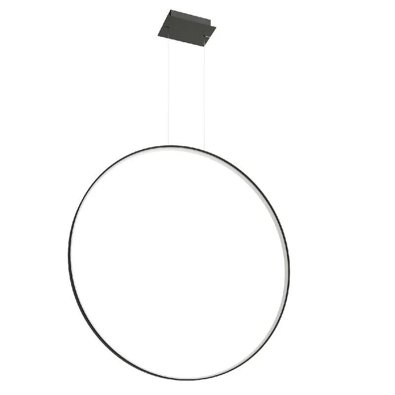 Direct Verzonden LED hanglamp, zwart staal, ringvormig ontwerp, H 150 cm