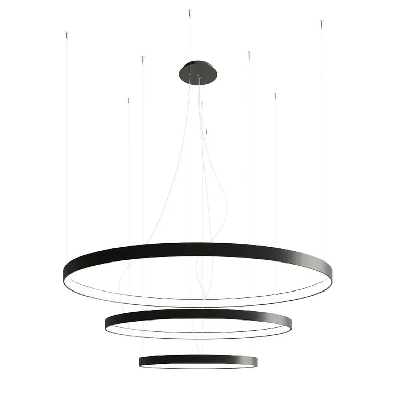 LED hanglamp, kroonluchter, zwart staal, H 150 cm Lage Kosten