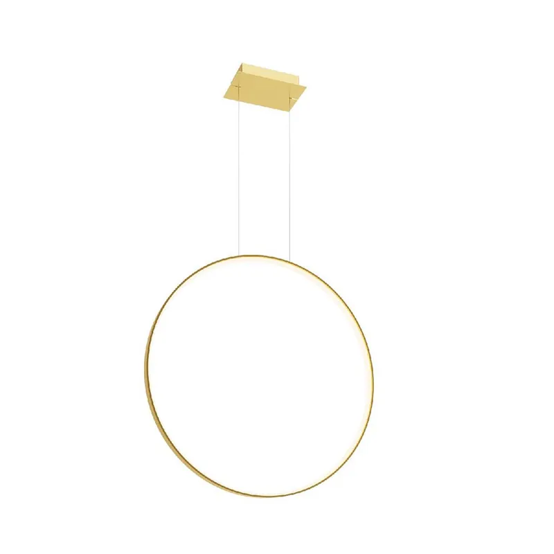 LED hanglamp, goud staal, ring design, H 150 cm Nieuw