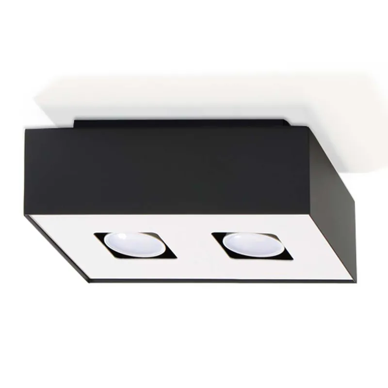 Hete Deal Plafondlamp, zwart, wit, staal, 2-lichts, L 24 cm