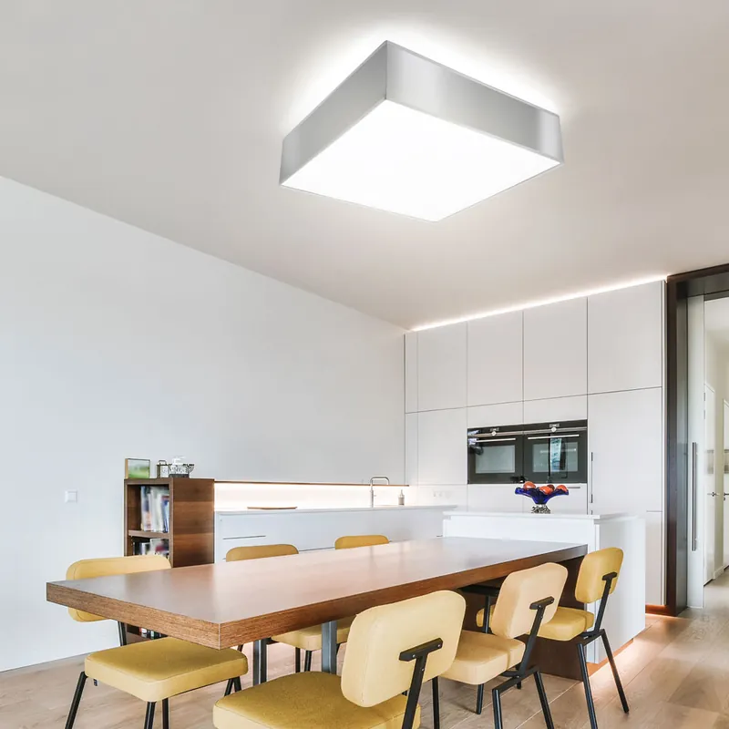Plafondlamp, PVC, staal, grijs, vierkant, L 35 cm Aanbieding