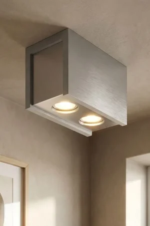 Weekendaanbieding Plafondlamp, metaal, beton, grijs, 2 vlammen, L 18 cm
