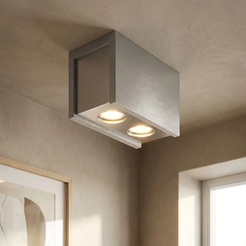 Weekendaanbieding Plafondlamp, metaal, beton, grijs, 2 vlammen, L 18 cm