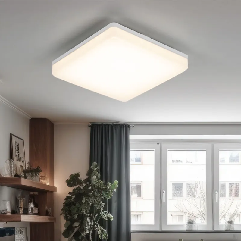 Favoriet LED plafondlamp, vierkant, wit, 1700 lumen, warm wit, L 20cm