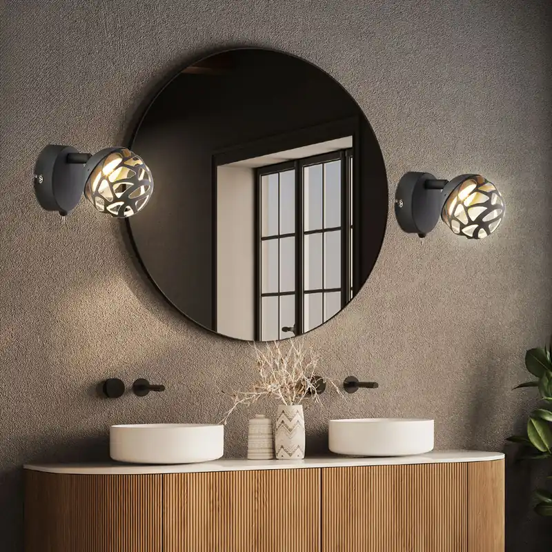 Set van 2 LED wandlampen, spot met decoratieve uitsparingen, grijs H 12cm Hete Deal